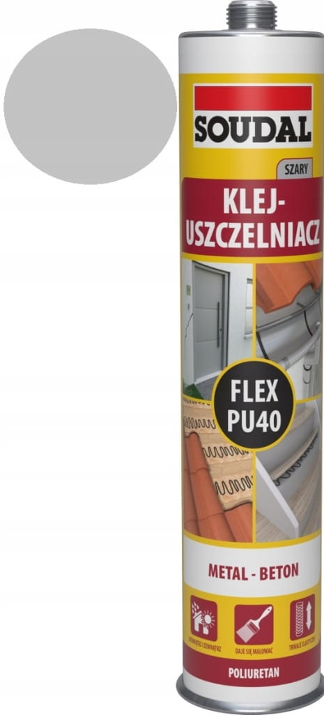 SOUDAL klej Uszczelniacz poliuretanowy FLEX PU 40 SZARY 300ml SOUDAFLEX